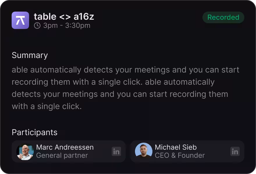 Meeting summary